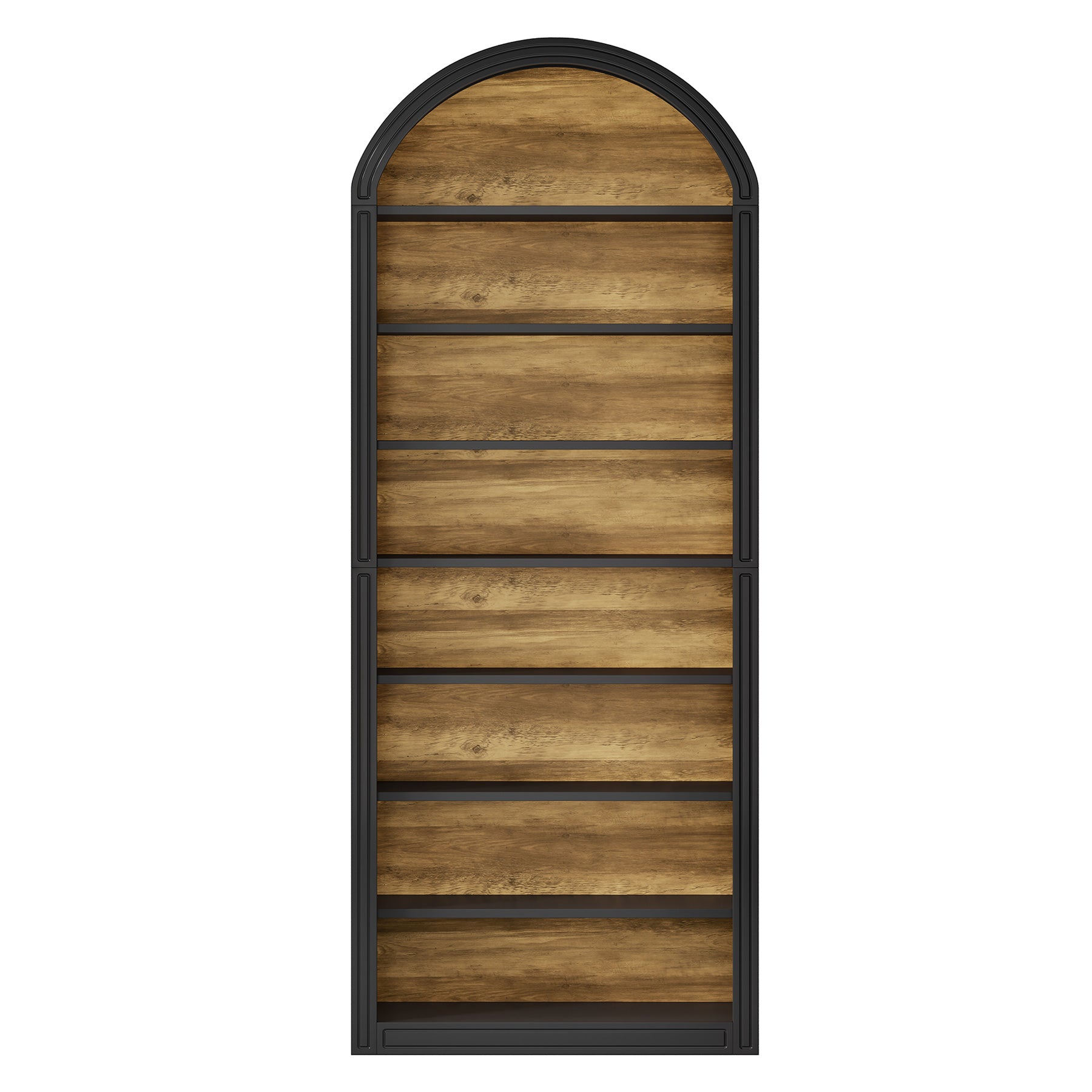 79.53" Tall 8-Tier Black Arched Open Bookshelf