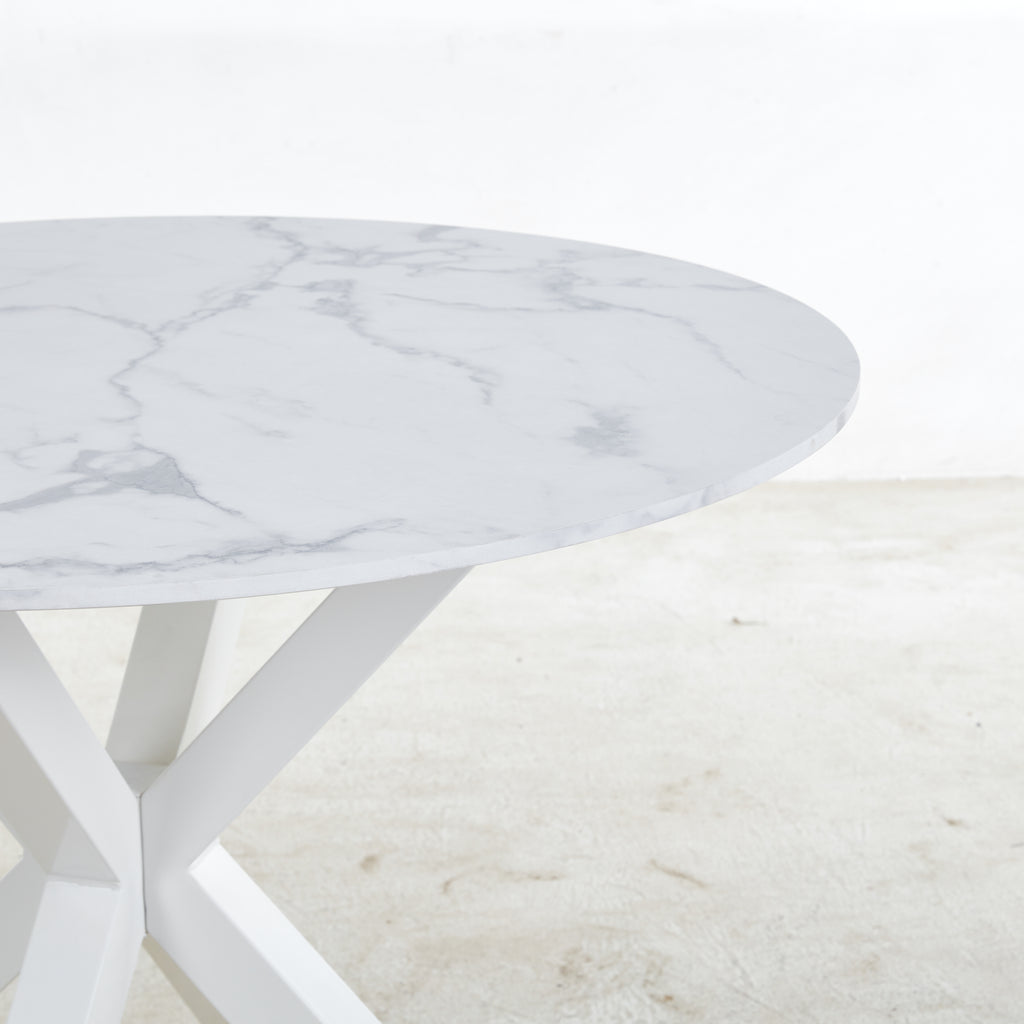 42.1" White Mid-Century Dining Table for 4-6 People