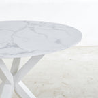 42.1" White Mid-Century Dining Table for 4-6 People