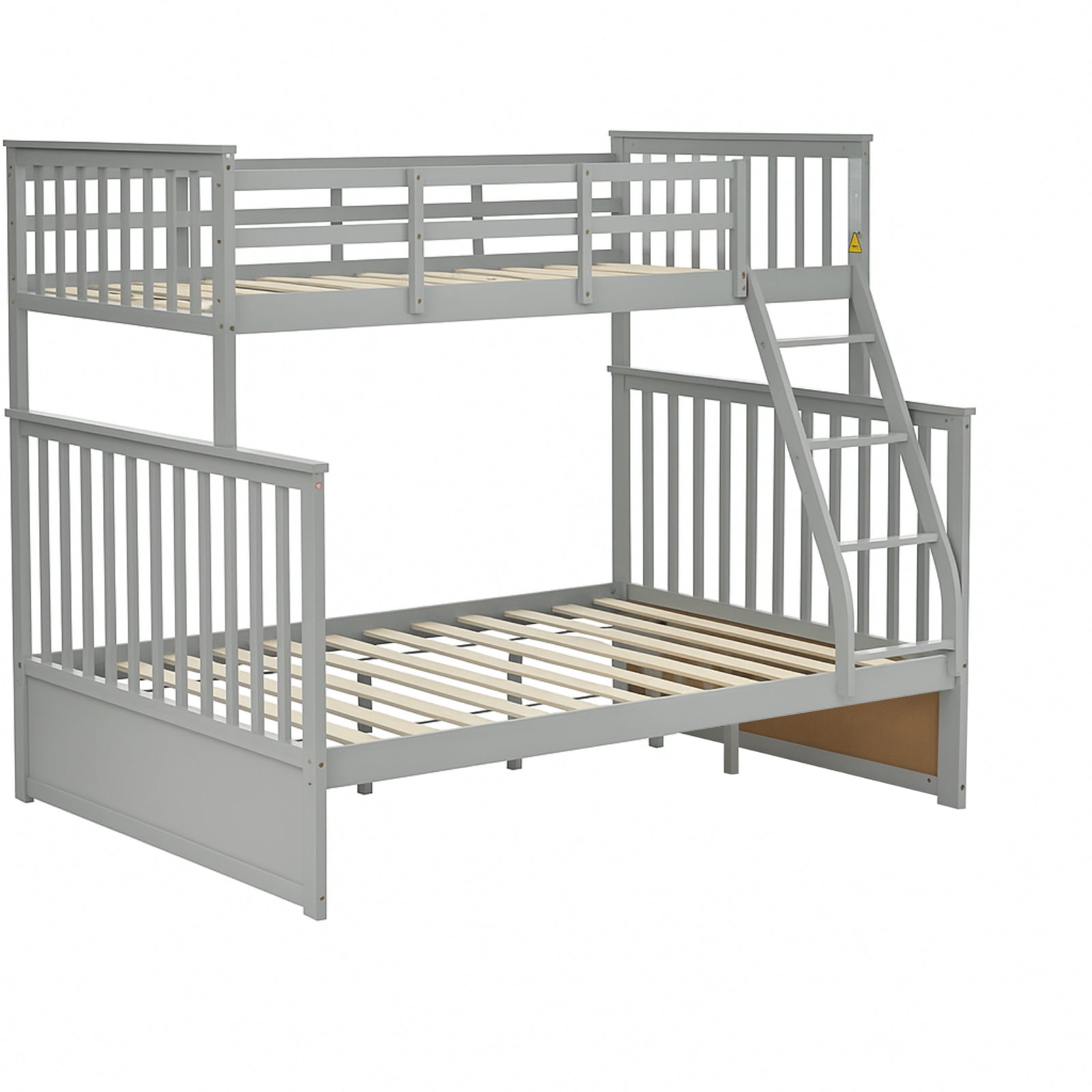 Twin Over Full Bunk Bed, Wooden Bunk Bed with Ladder and Safety Guard Rails – Gray