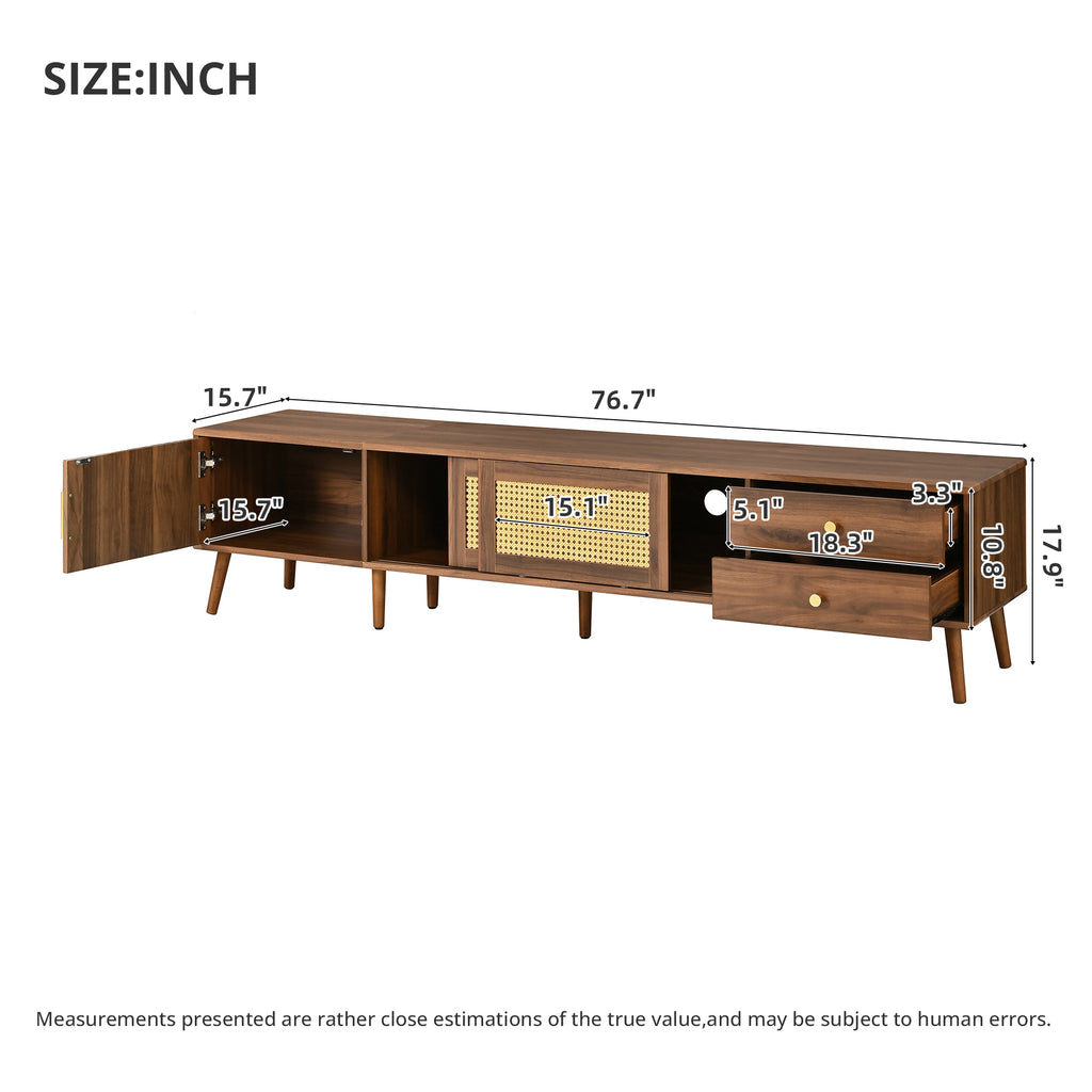 Modern Rattan Doors TV Stand for TVs up to 85 Inches