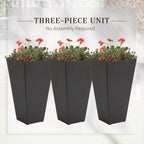 Outsunny Set of 3 Tall Planters with Drainage Hole, 28"