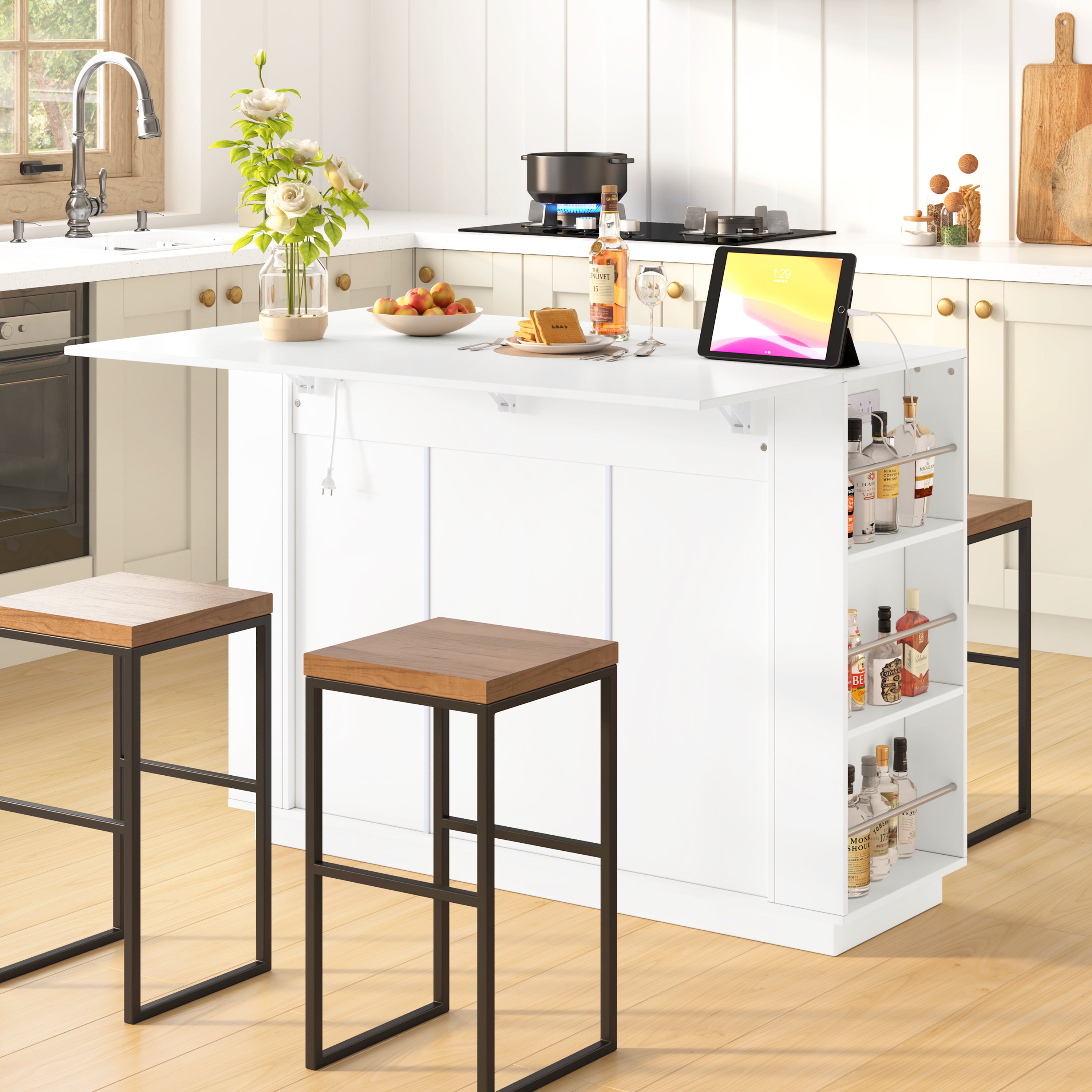 U-Style 47.2" Counter Height Table with Foldable Top