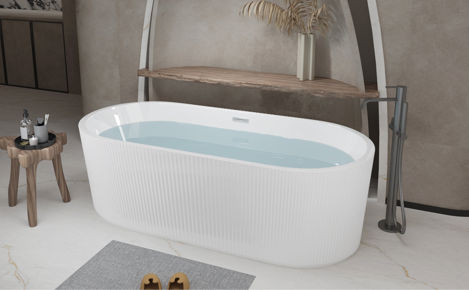 67" Linear Acrylic Freestanding Bathtub