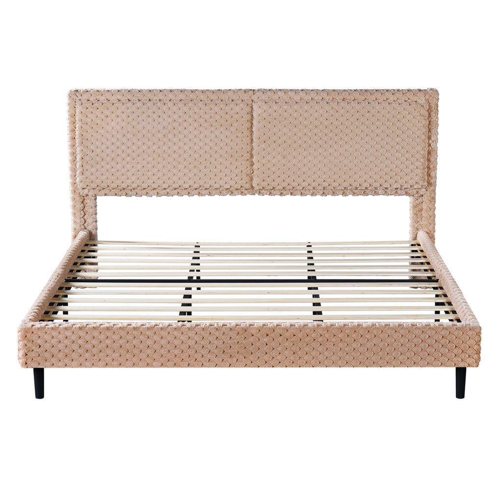 Simple Modern Camel Plush Soft Bed — King Size