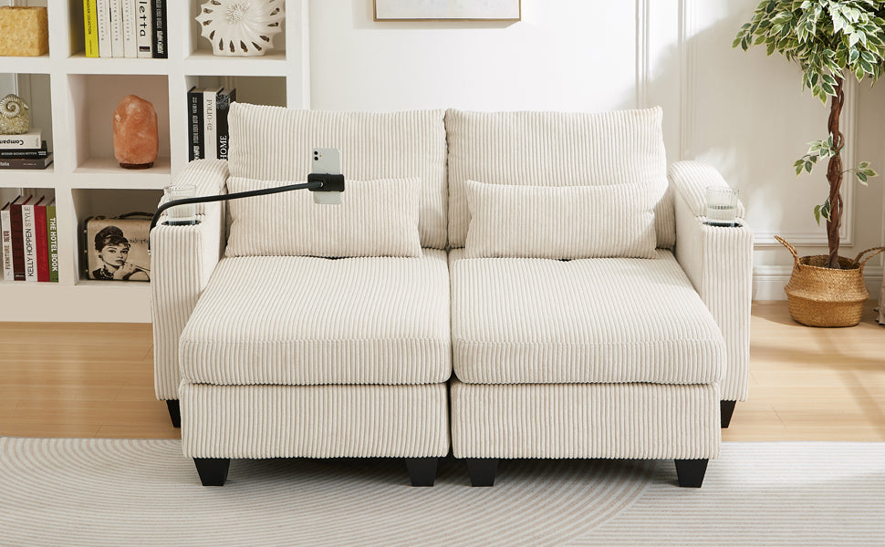Convertible Chaise Lounge 63" Loveseat Sofa Bed
