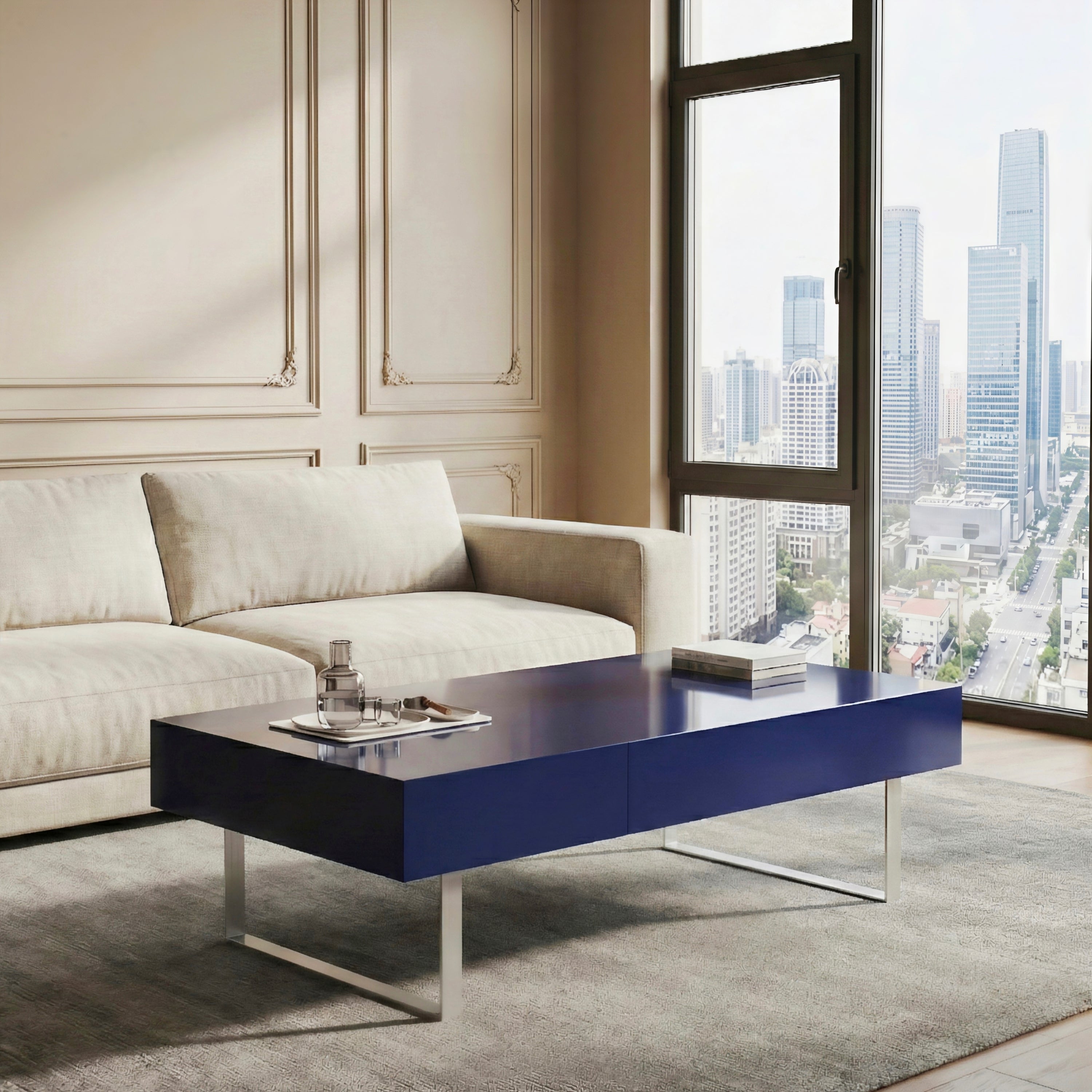 High Gloss Coffee Table - 52.4" x 26.8" x 15.6"