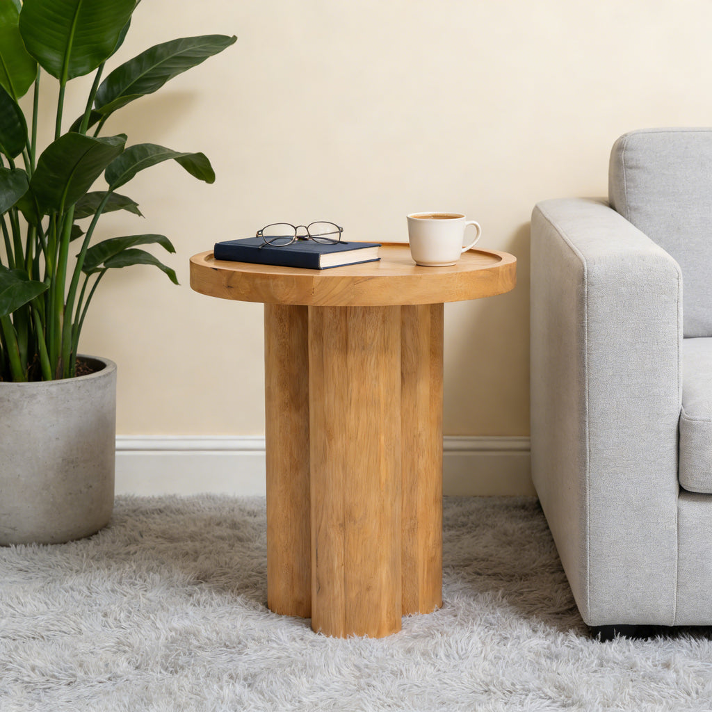 Round Solid Wood End Table