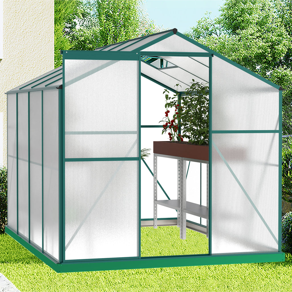 Polycarbonate Greenhouse - 6' x 8' Heavy Duty Walk-in Garden Greenhouse