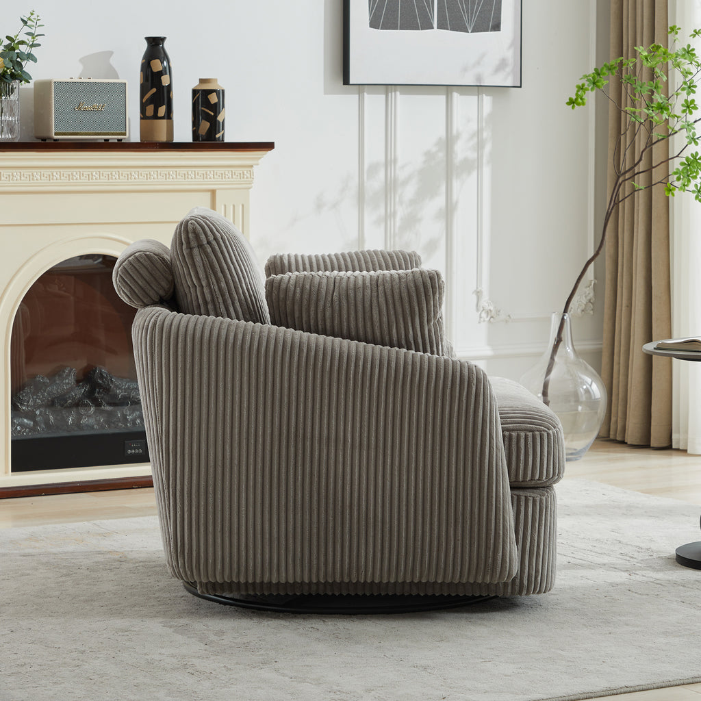 40.55"W Swivel Accent Chair with 2 Throw Pillows