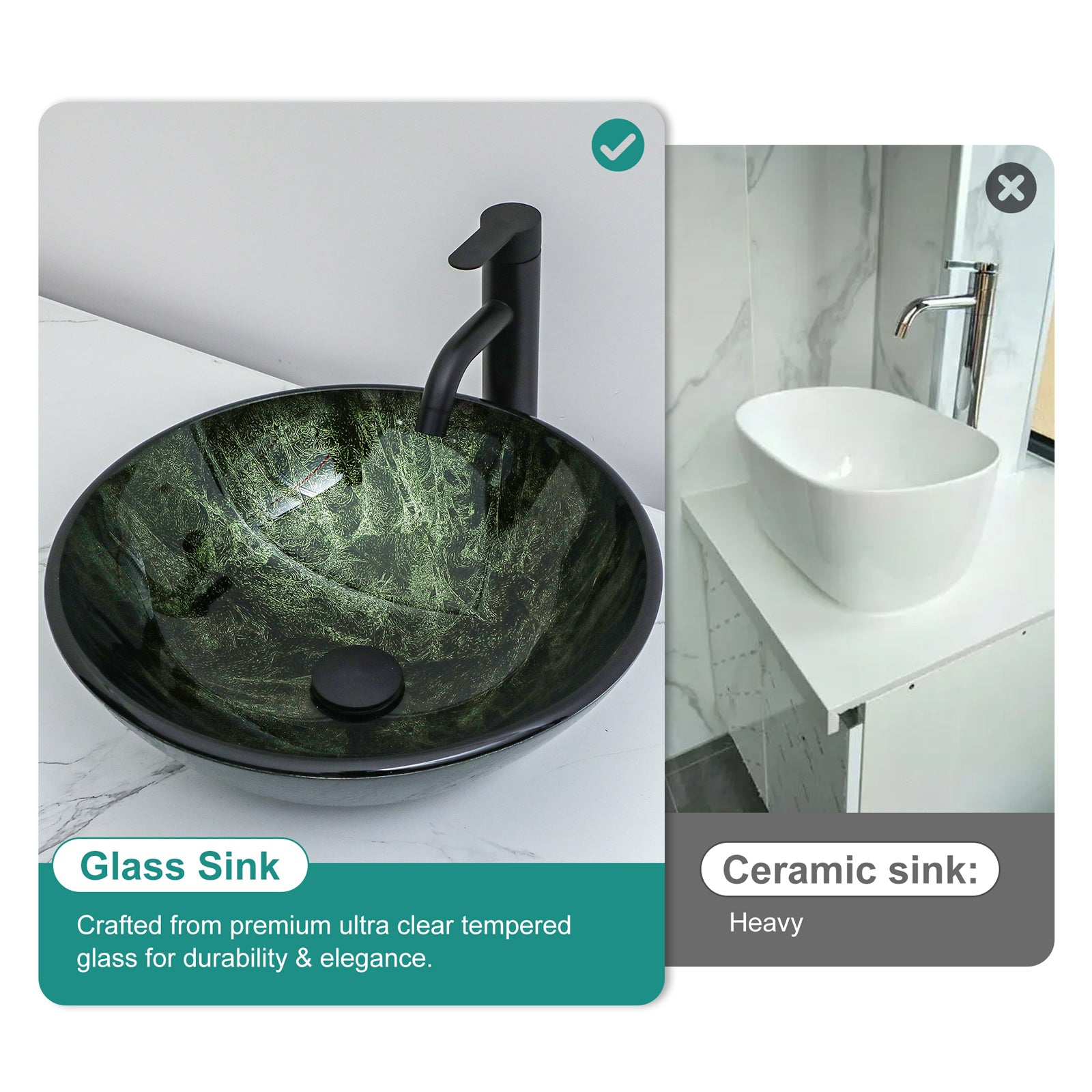 Artistic Tempered Glass Vessel Bathroom Sink