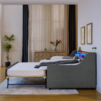 Twin Size Upholstery Sofa Bed with LED Lights