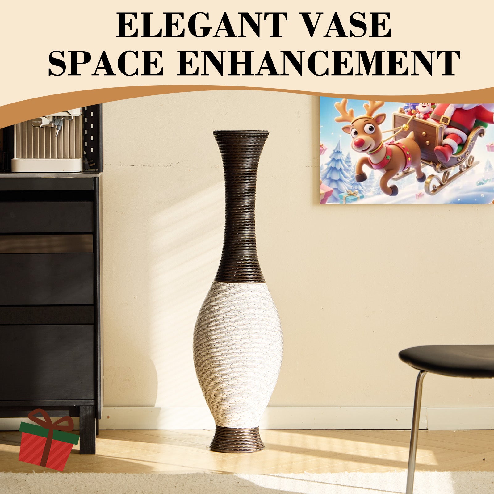 Hand-Woven PVC Rattan Look Floor Vase