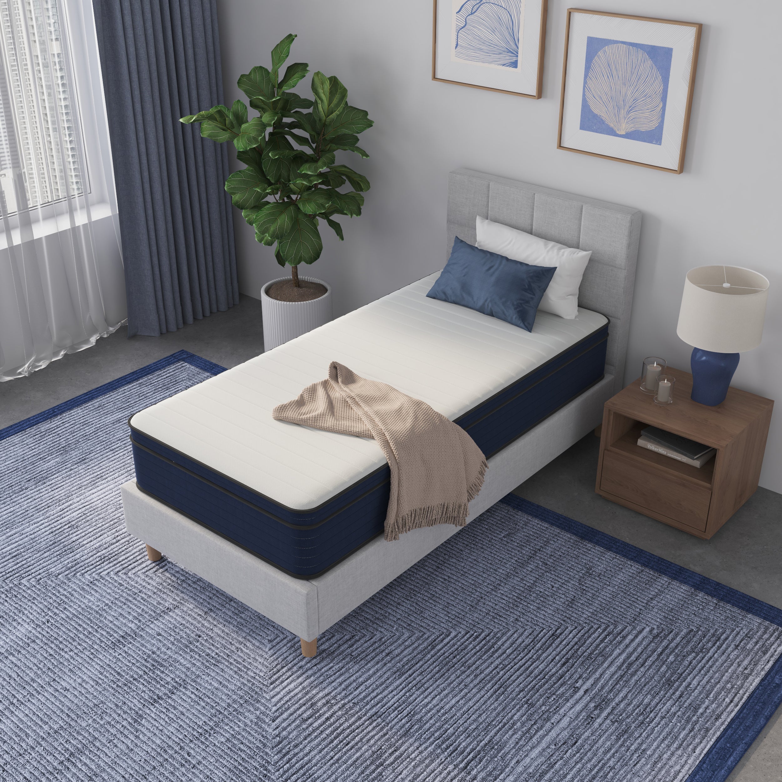 10 Inch Twin Size Medium Firm Euro Top Hybrid Mattress