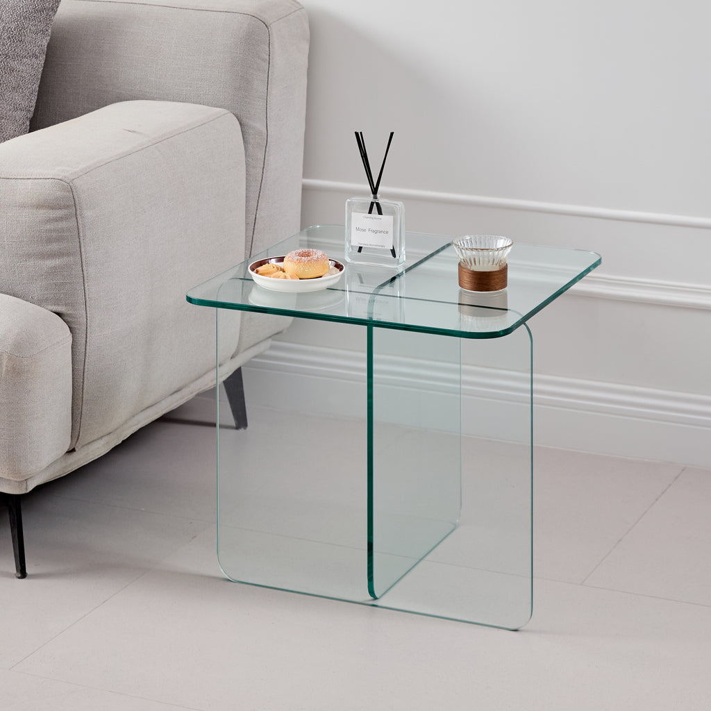 Tempered Clear Glass Side Table