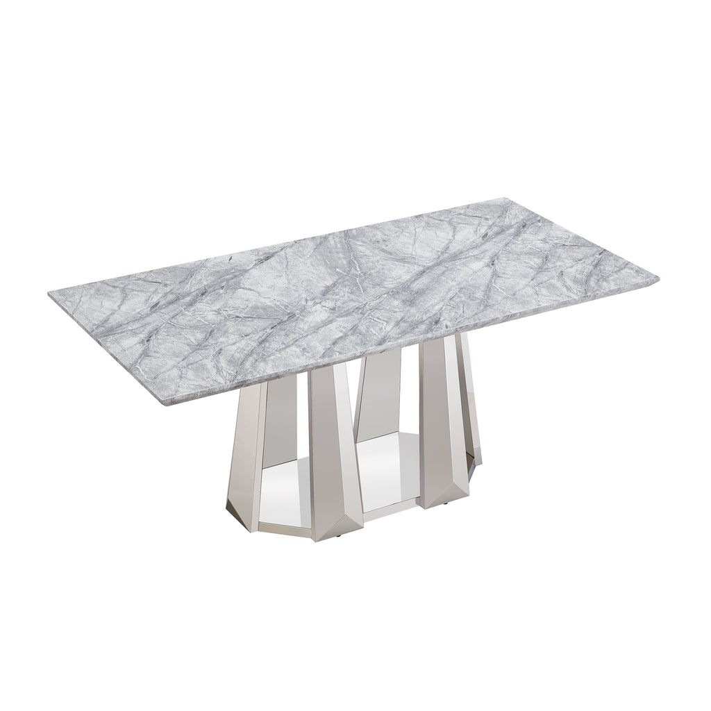 Modern Faux Marble Dining Table for 6