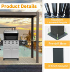 8x5 FT Grill Louvered Pergola for Outdoor Grill