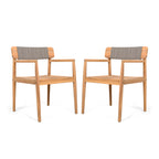 Creative Braided Acacia Wood Outdoor Dining Chairs