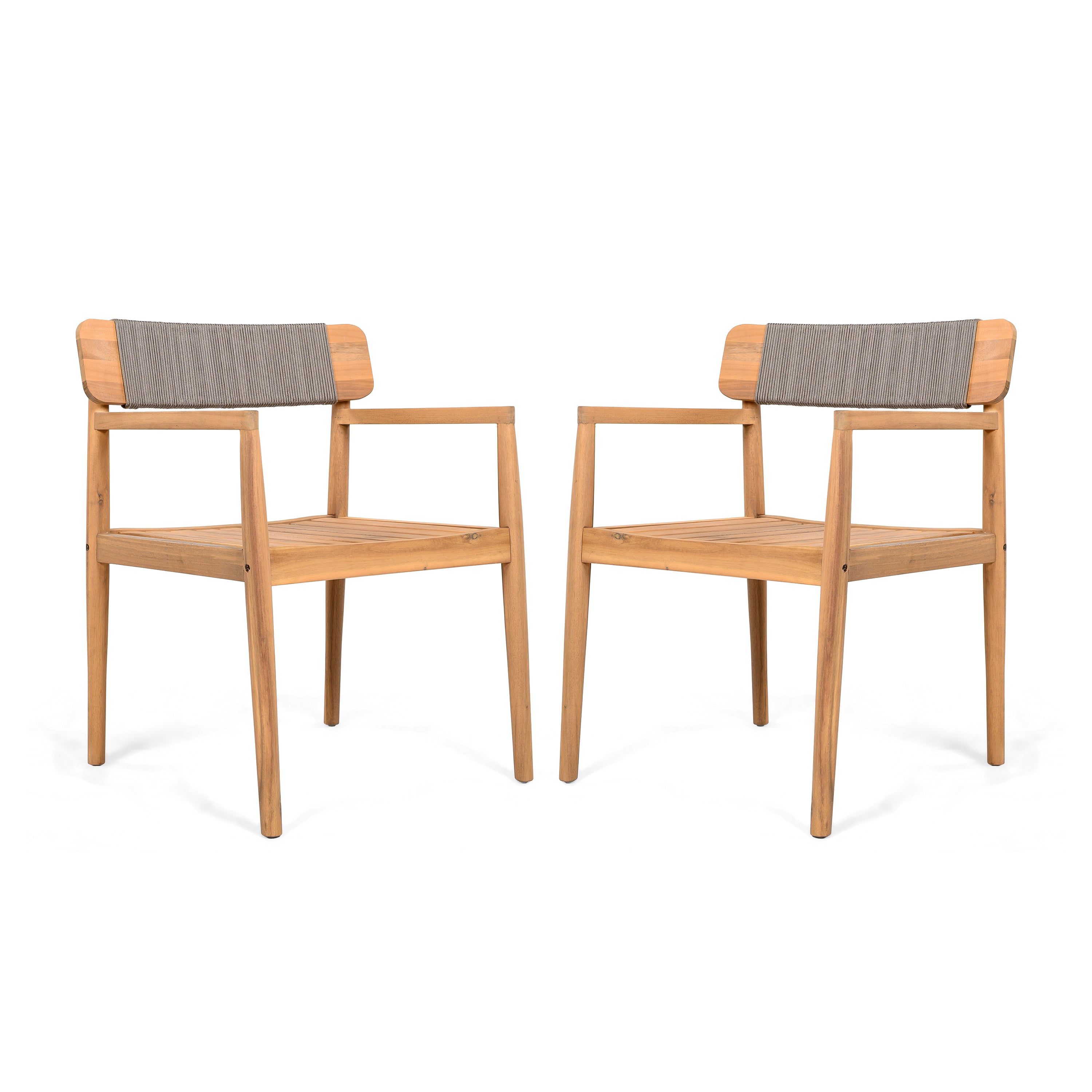 Creative Braided Acacia Wood Outdoor Dining Chairs