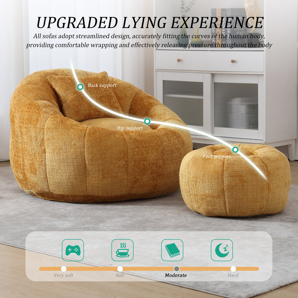 UNITED WE WIN Modern Bean Bag Chairs with Ottoman