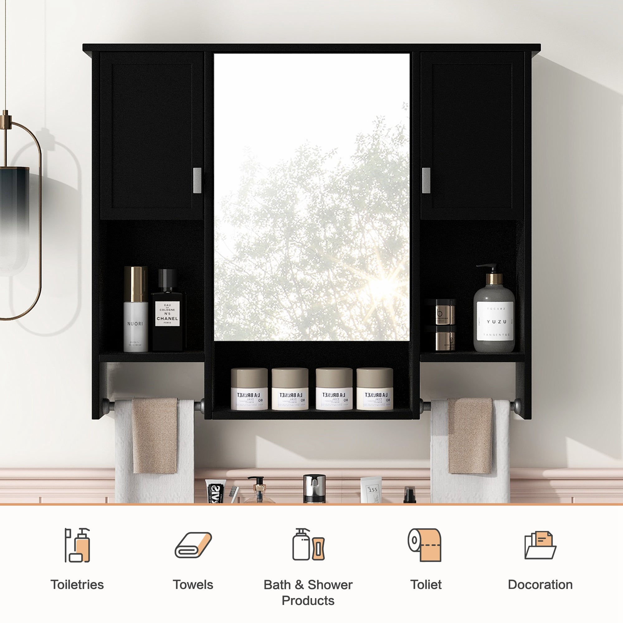 35'' x 28'' Modern Wall Mounted Bathroom Storage Cabinet