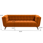 Addison Mid-Century Modern Velvet Sofa in Burnt-Orange