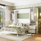 Queen Size Murphy Bed with Closet, Drawers and Shelves