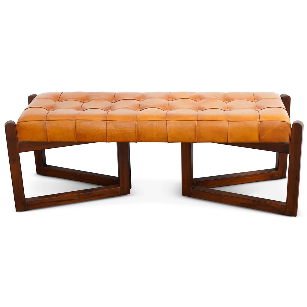 Mid-Century Riley Leather Bench