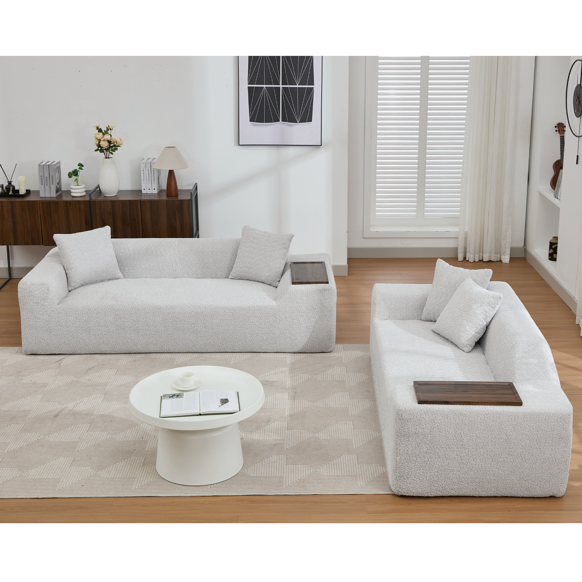 2 Piece Boucle Cloud Sofa Set