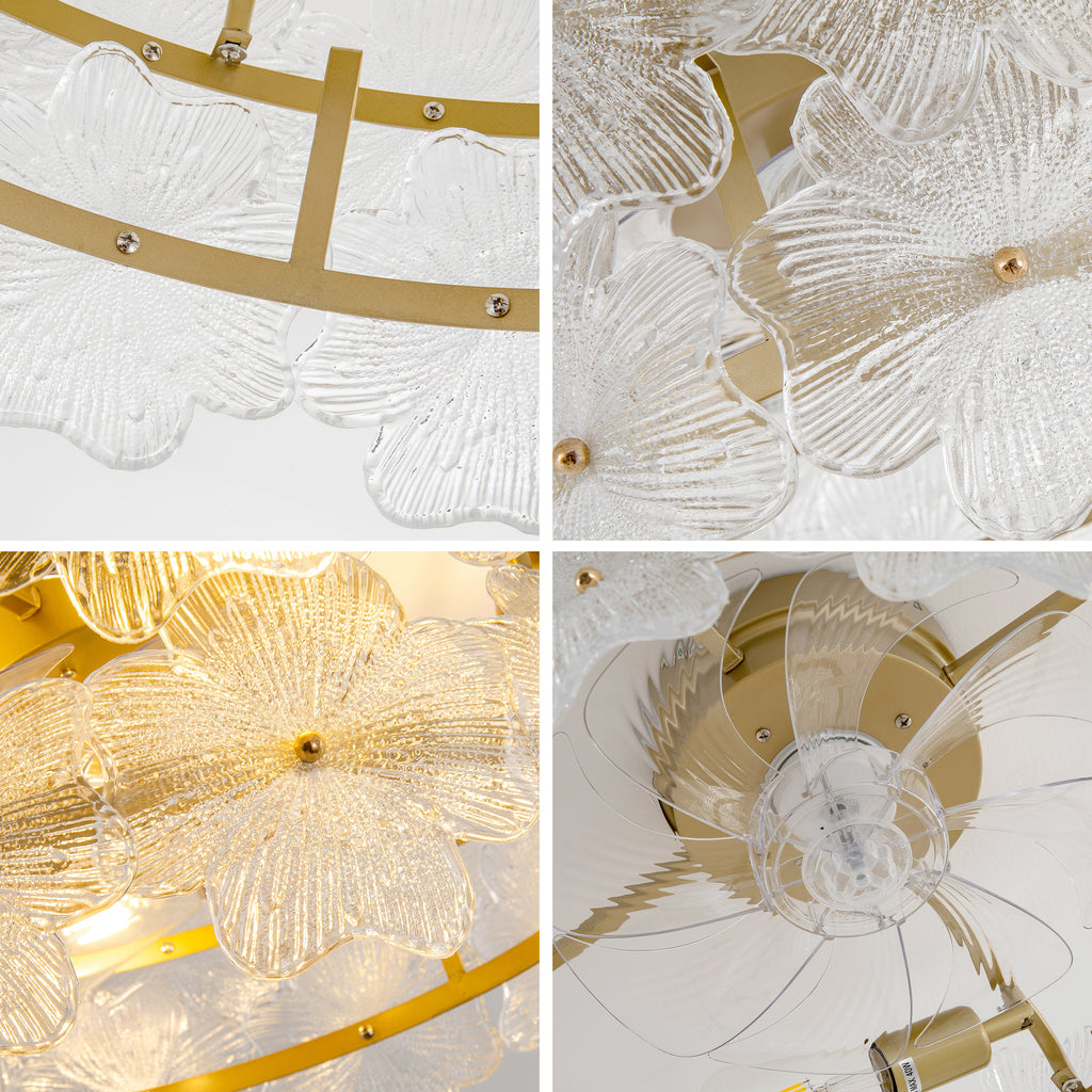 19-Inch Floral Glass Ceiling Fan