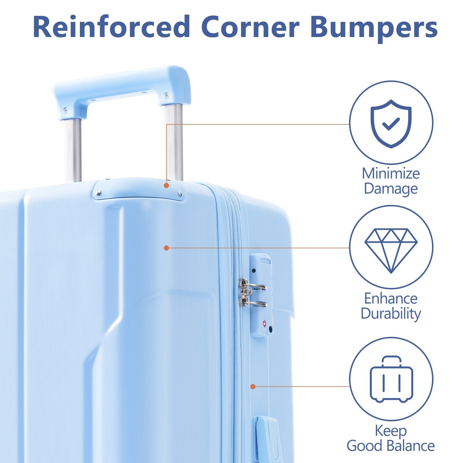 Lightweight Durable ABS Hardshell Luggage - 24 Inch Checked Travel Suitcase