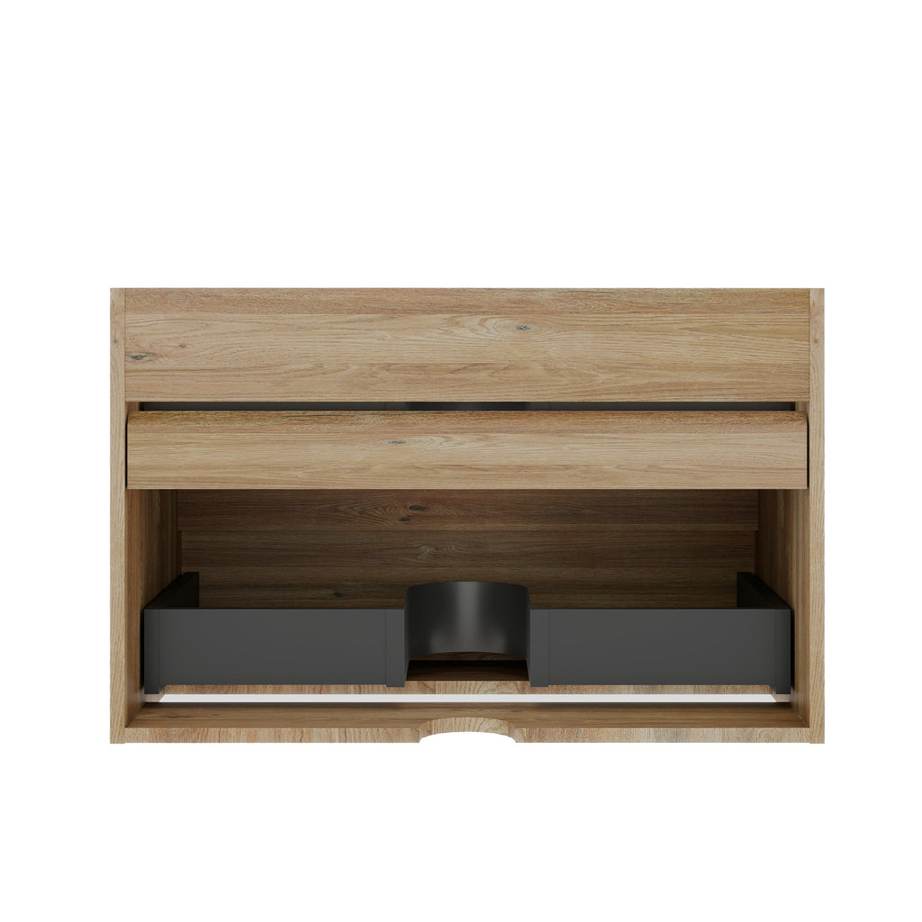 Grace 30 Wall-Mounted Bathroom Vanity, Rough Oak, Soft-Close Drawers