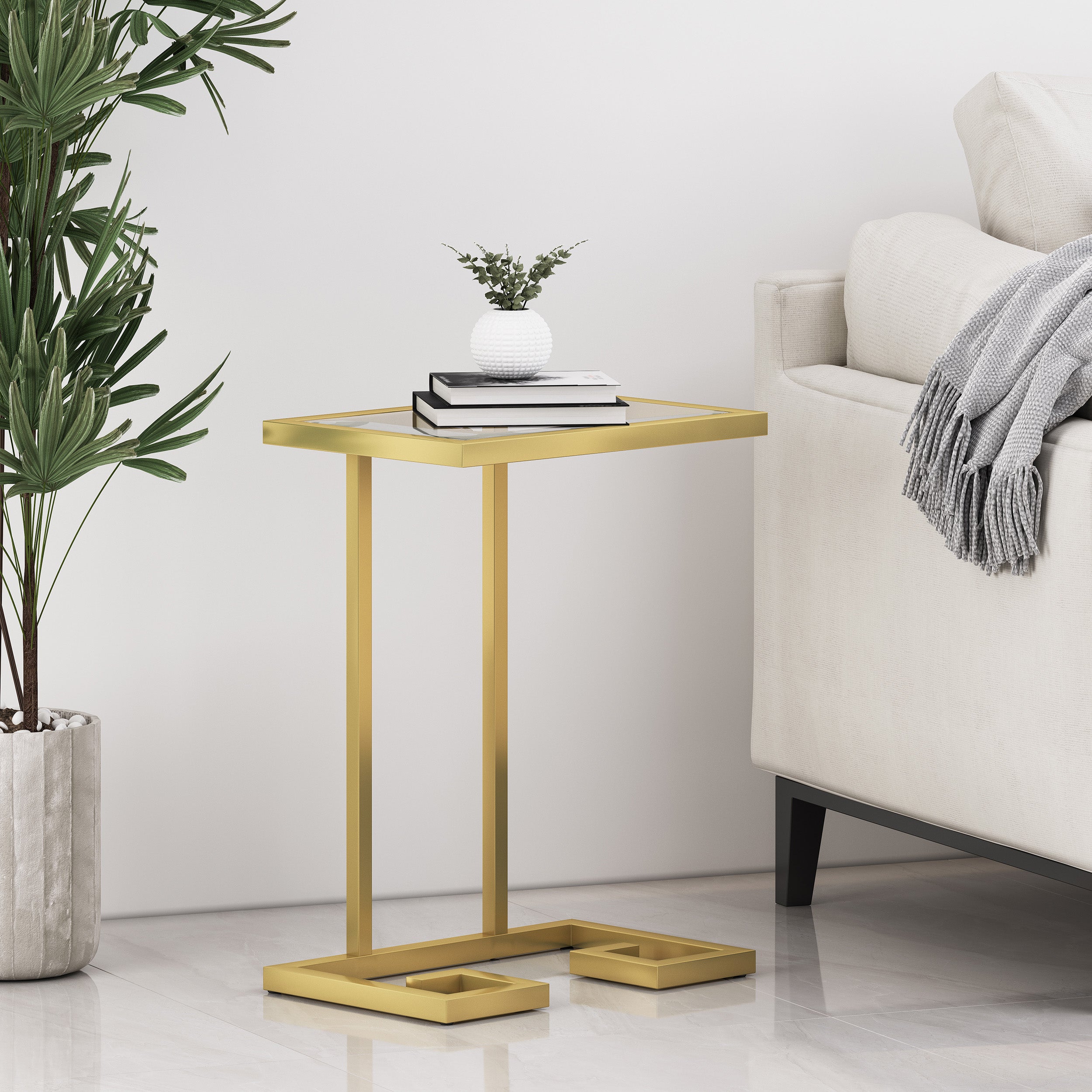 Modern Glam C-Shaped End Table