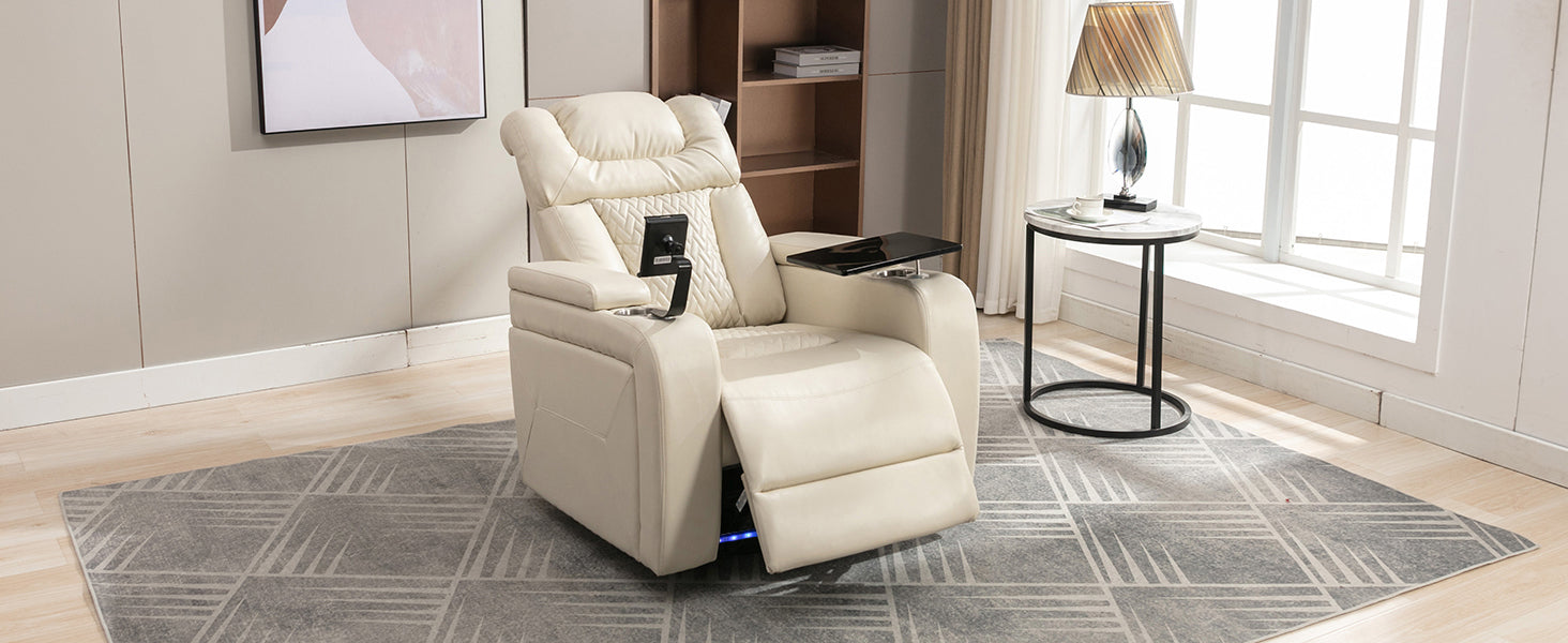 270 Degree Swivel PU Leather Power Recliner