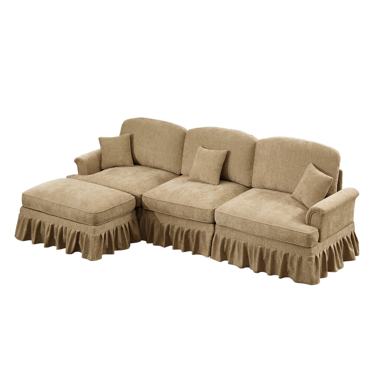 Mid Century Three Seater Modular L Shaped Sectional Couch