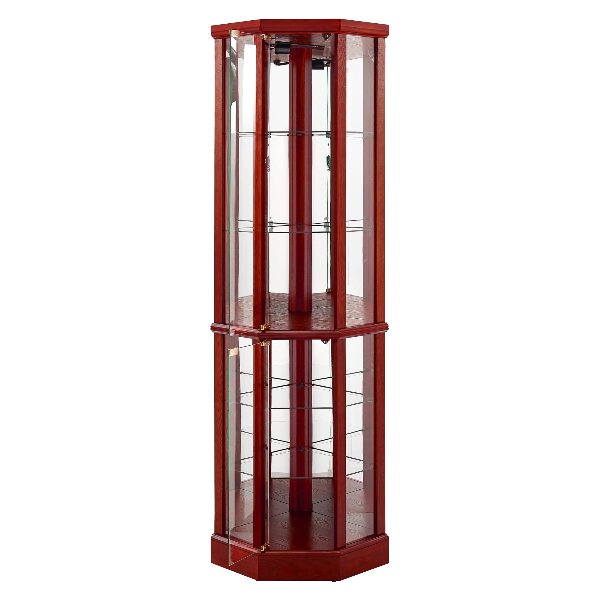 6 Shelf Lighted Corner Curio Cabinet with Adjustable Shelves