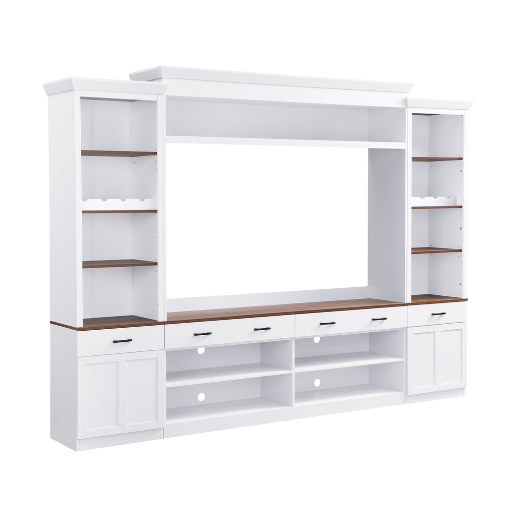 Farmhouse 4-Piece Entertainment Center with Bookshelf for TVs Up to 70"