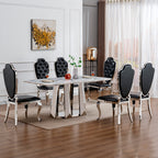 Modern Faux Marble Dining Table for 6