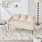 Modern Upholstered Velvet Loveseat Settee with 3 Pillows