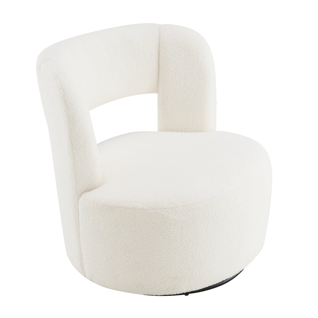Swivel Barrel Chair with Soft Teddy Fabric