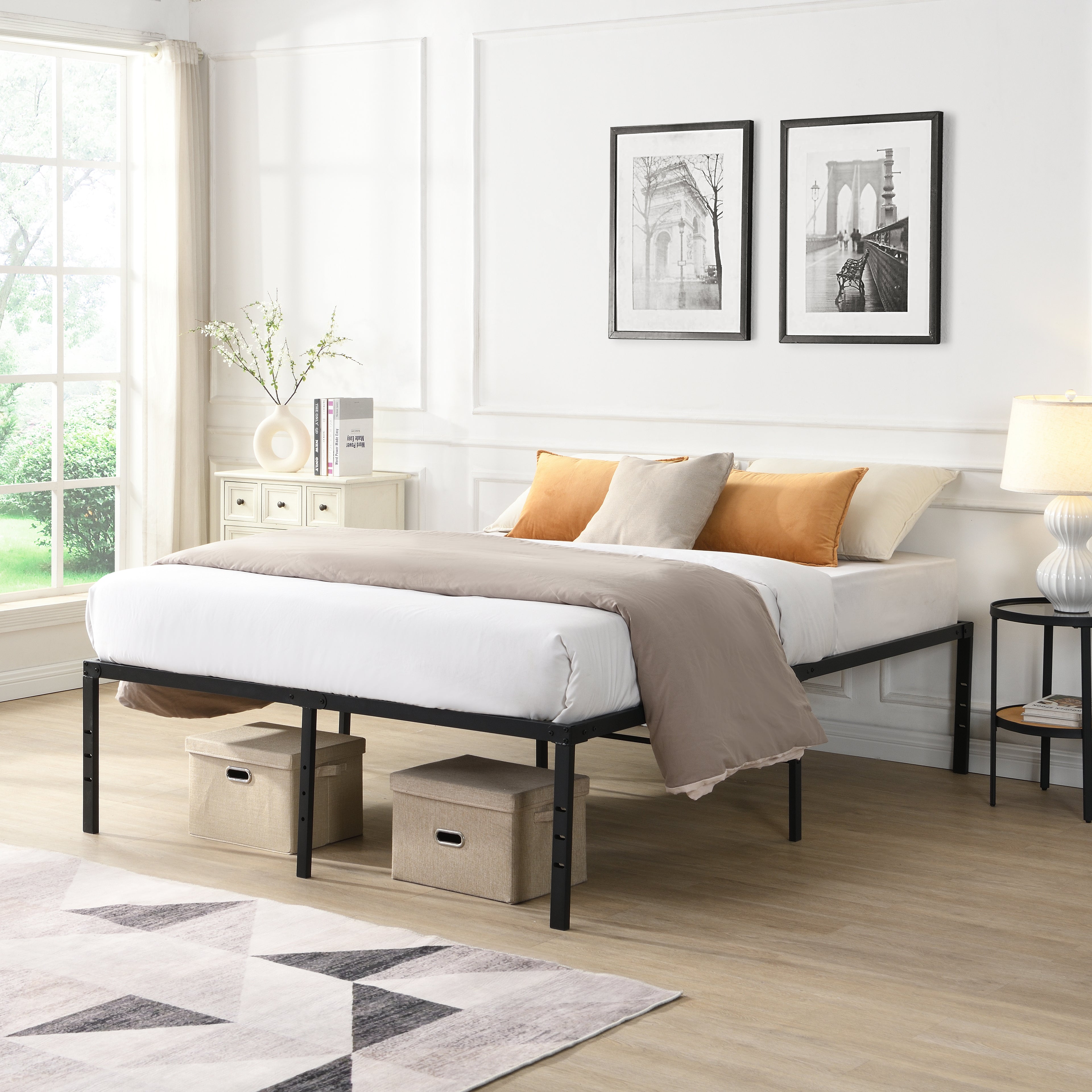 Queen Size Bed Frame - Heavy Duty Metal Construction