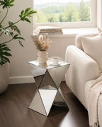 Silver Mirrored Geometric Side Table