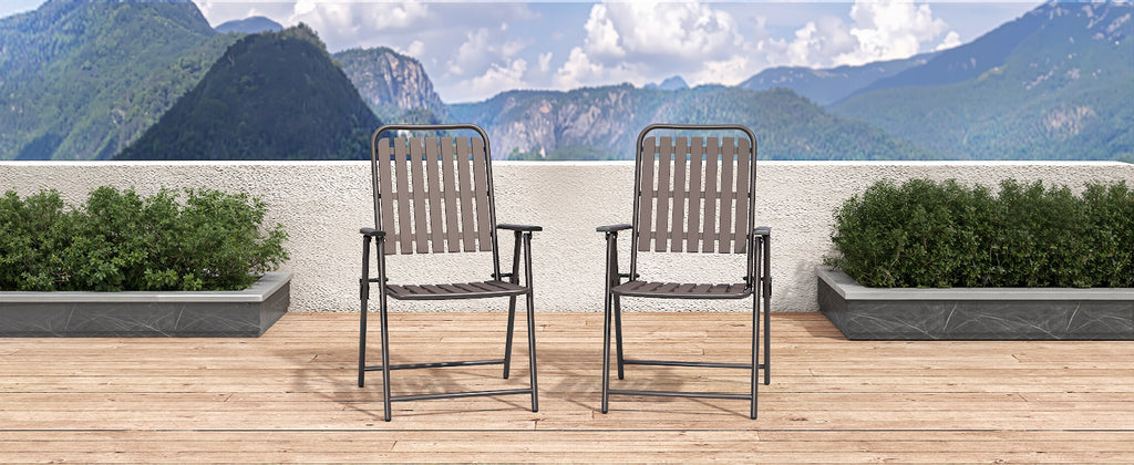 Brown 2-Piece Folding Chair Set