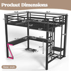 Full Loft Bed with L-shaped Desk and USB Ports