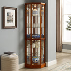 6 Shelf Lighted Corner Curio Cabinet