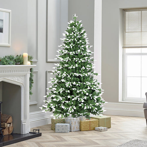 6FT Artificial Christmas Tree, White-Tipped PE & PVC Mixed Auto Tree