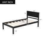 Platform Bed Frame with Headboard, Wood Slat Support, Twin, Espresso