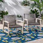 Hampton Wood + Wicker Club Chair Set of 2