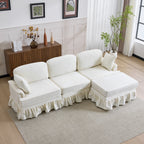 103.15'' Modern Sectional Sofa with Removable Ruffled Pleated Skirt