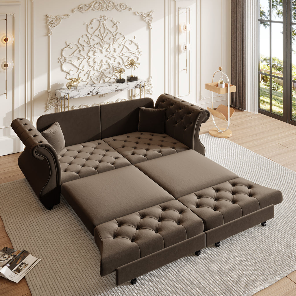 83.8" Oversized Chesterfield Pull Out Sofa Bed